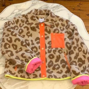 J.O.A. Fleece leopard jacket neon